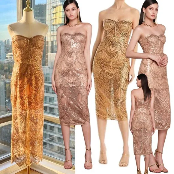 Bronx and Banco | Dresses | Bronx Banco Nwot Giselle Strapless Beaded Sequin Midi Dress Size M Us 6 | Poshmark Bronx and Banco | Dresses | Bronx Banco Nwot Giselle Strapless Beaded Sequin Midi Dress Size M Us 6 | Poshmark